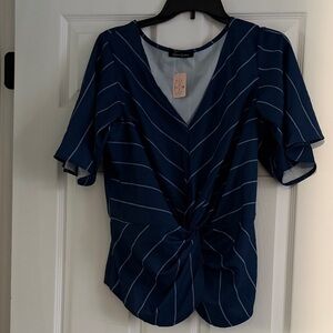 Deep Blue Striped Blouse